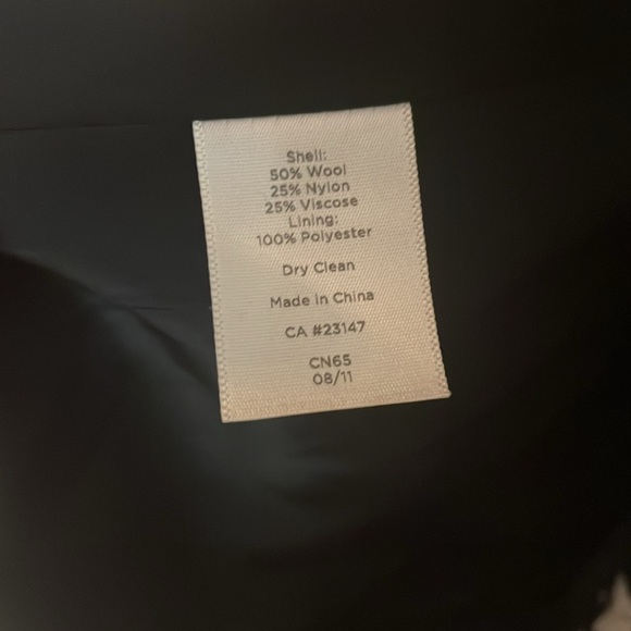 Talbots Jacket Womens 4 Petite White Houndstooth Wool Blend Moto Zip Asymmetric - Picture 4 of 5